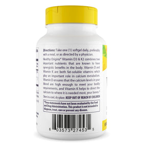 Healthy Origins D3 2000 IU et K2 200 mcg gélules côté