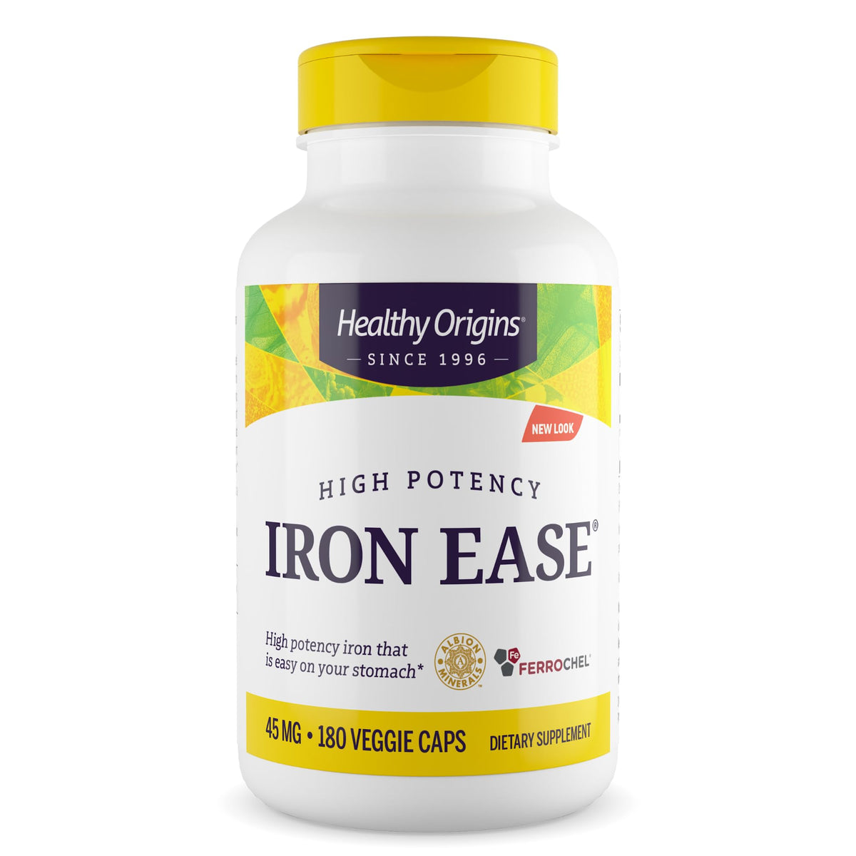 Healthy Origins Fer Ferrochel 45 mg 180 gélules végétales, vue de face