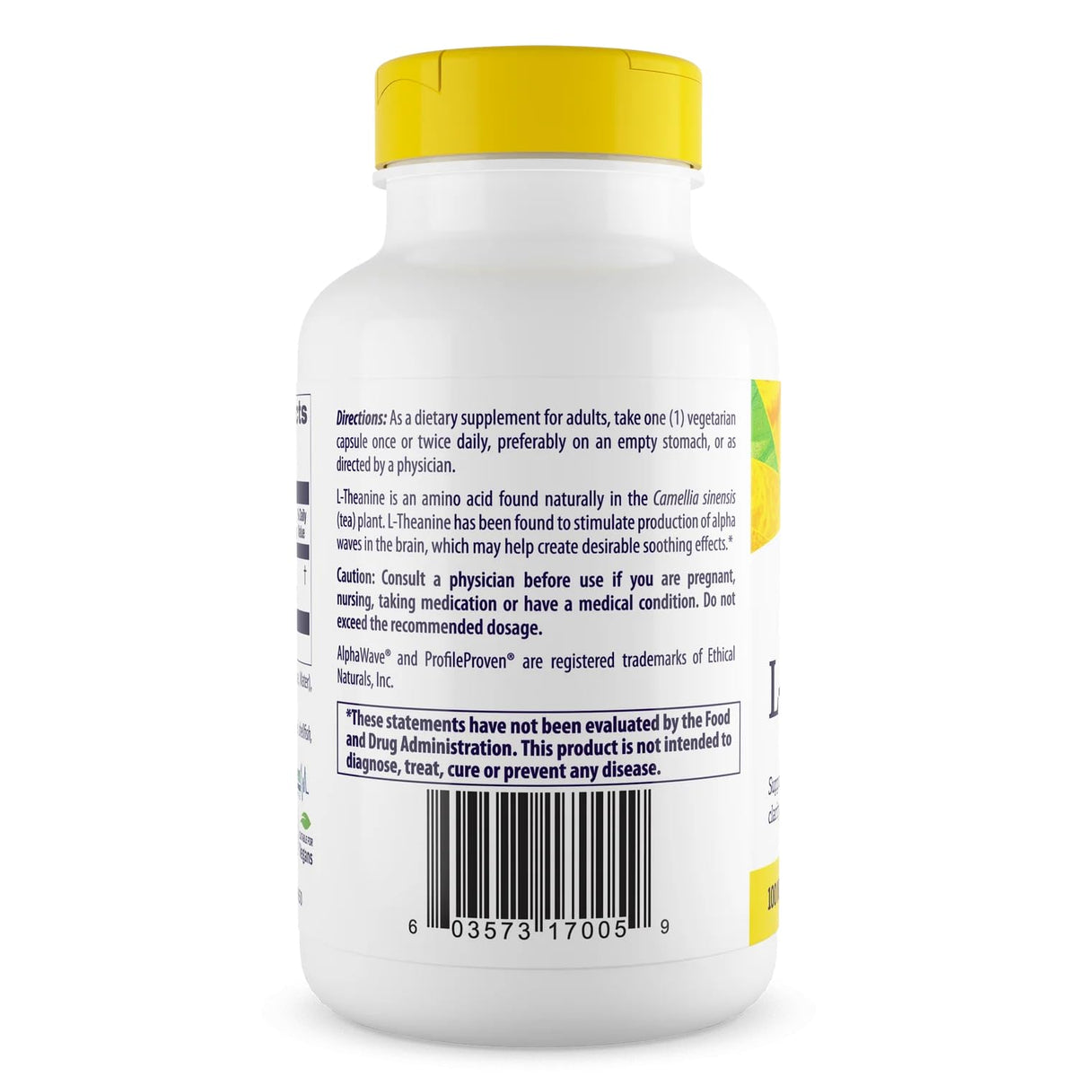 Healthy Origins L-Theanine 100 mg 180 gélules végétales avec étiquette