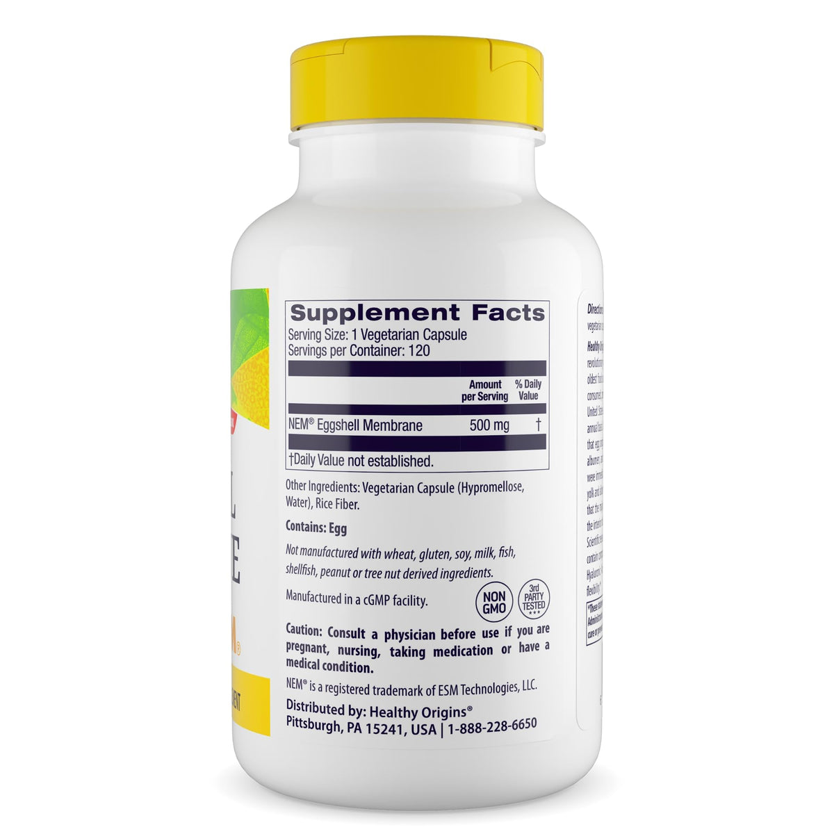Healthy Origins Membrane d'Oeuf 500 mg arrière de l'emballage