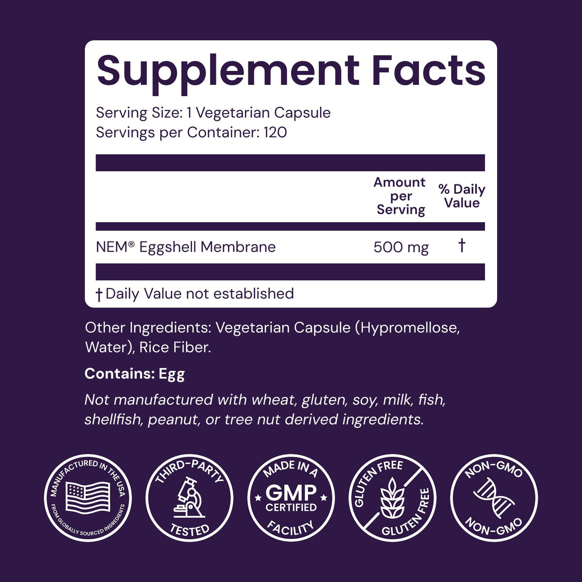Healthy Origins Membrane d'Oeuf 500 mg boîte montrant le design