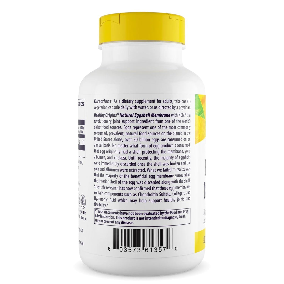Healthy Origins Membrane d'Oeuf 500 mg capsules végétales sur fond blanc