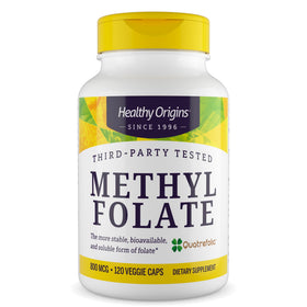 Healthy Origins Methyl Folate Quatrefolic 800 mcg 120 Veggie Caps - vue avant