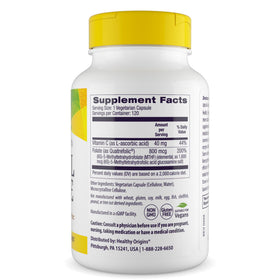 Healthy Origins Methyl Folate Quatrefolic 800 mcg 120 Veggie Caps - vue arrière