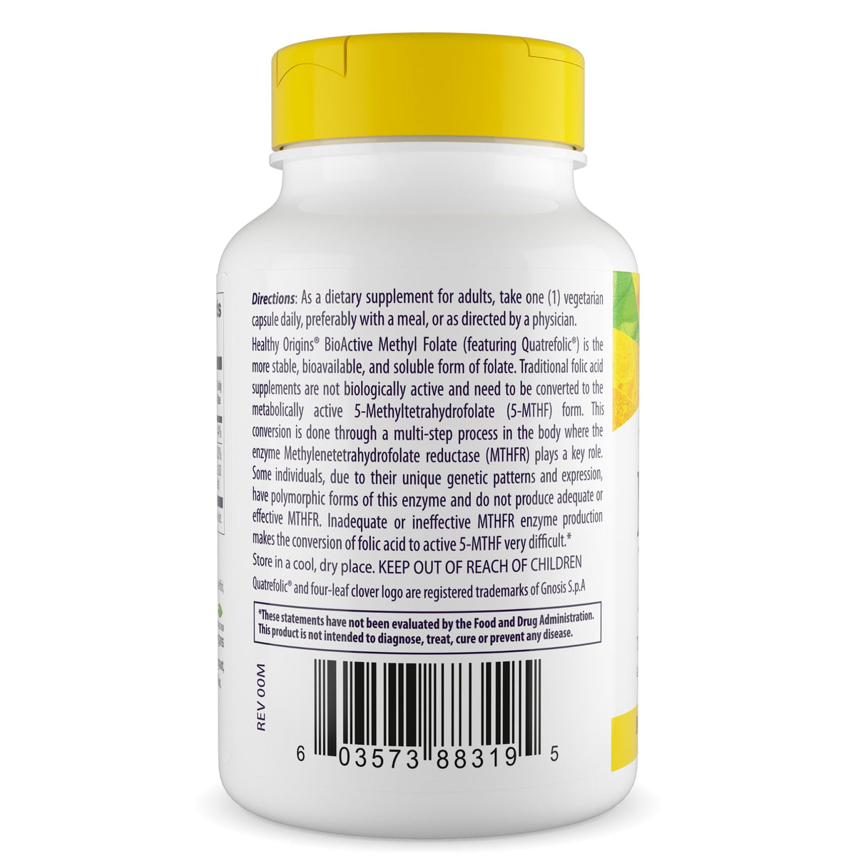 Healthy Origins Methyl Folate Quatrefolic 800 mcg - étiquette de produit