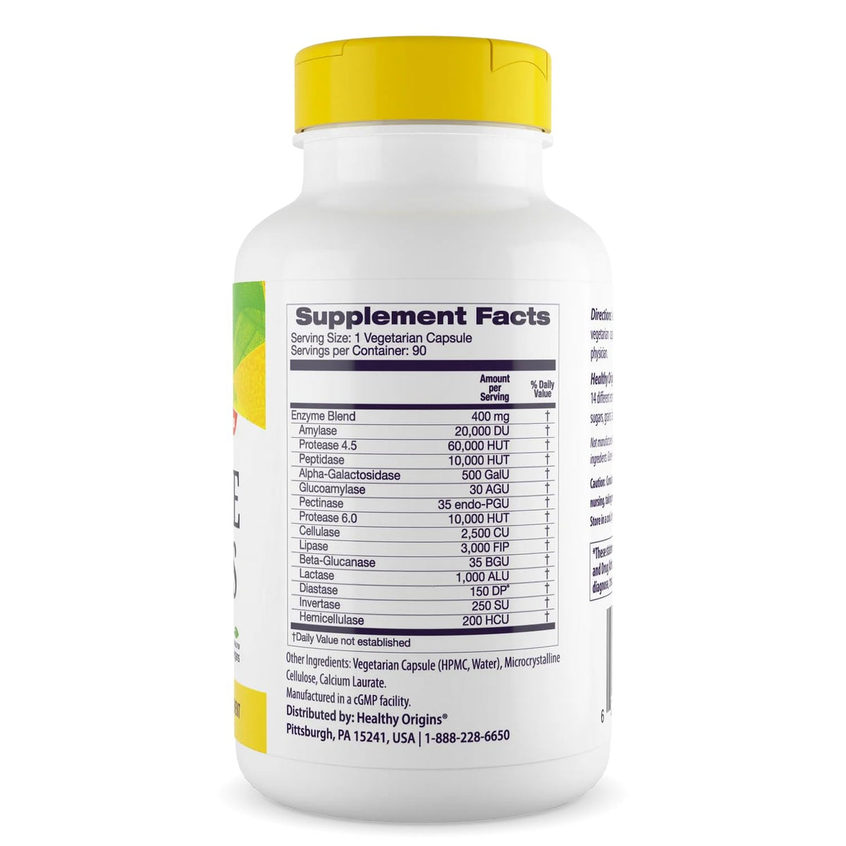 Healthy Origins Multi-Enzymes 90 gélules végétales vue arrière