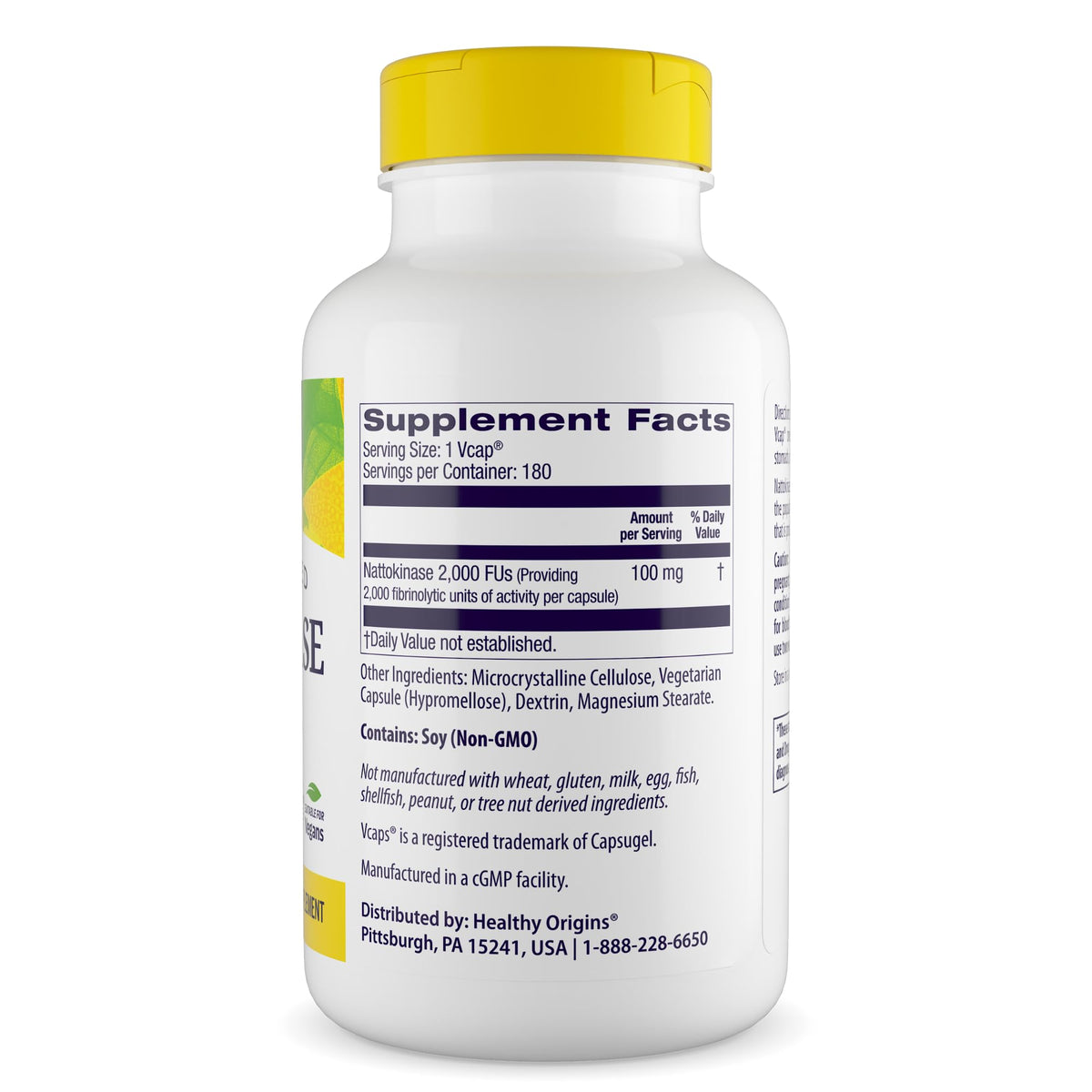 Healthy Origins Nattokinase 100 mg gélules végétales arrière