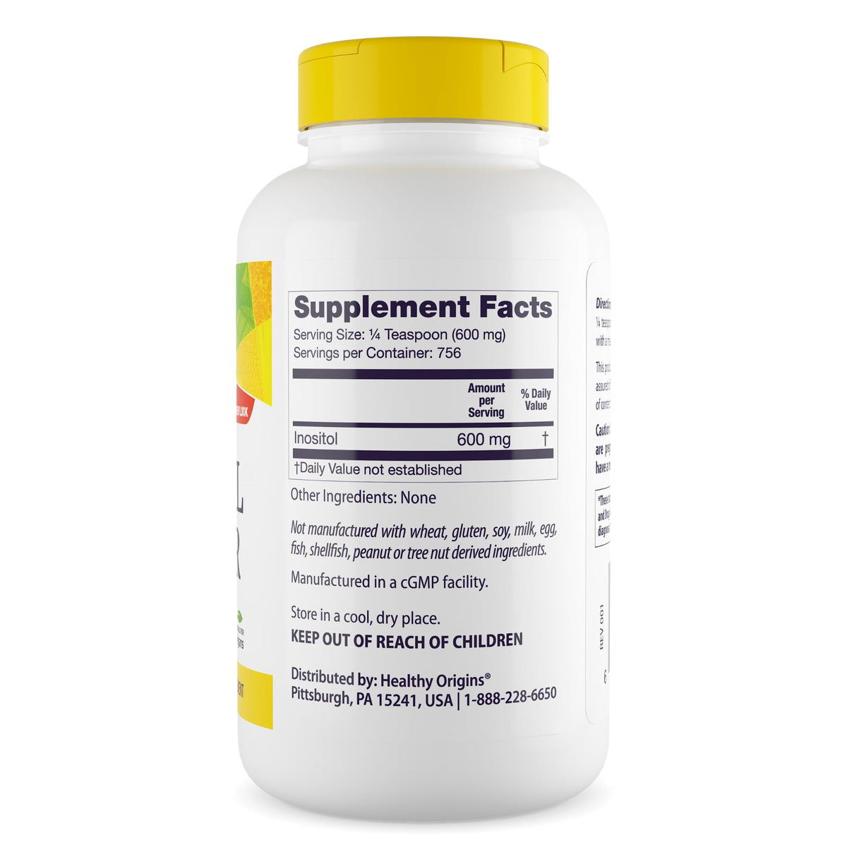 Healthy Origins Poudre d'Inositol B8 454g arrière