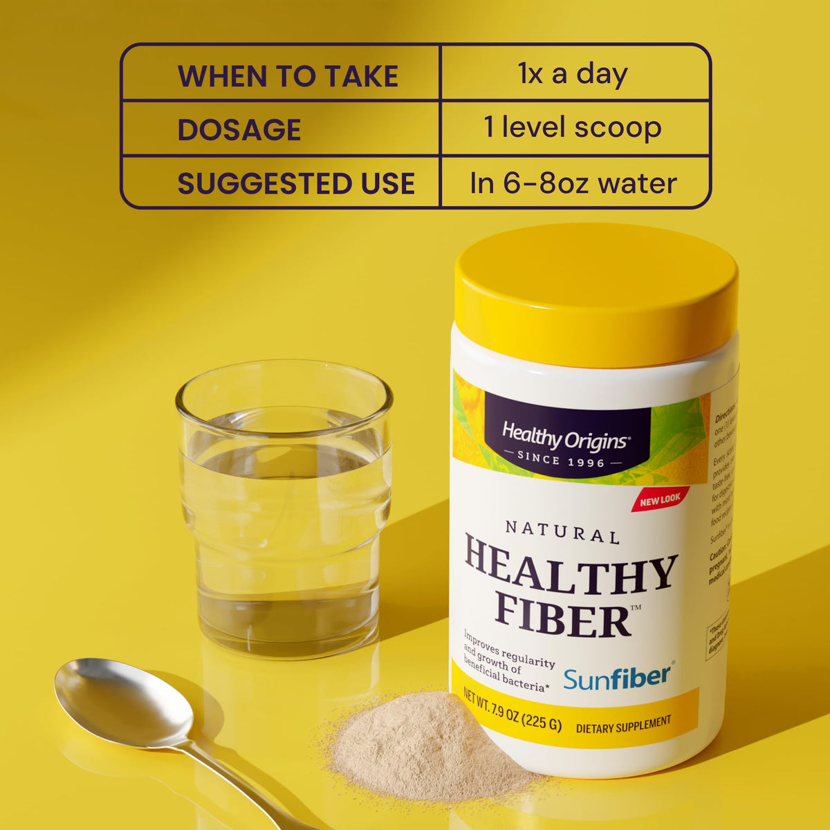 Healthy Origins Poudre de Fibre 225g cuillère à mesurer