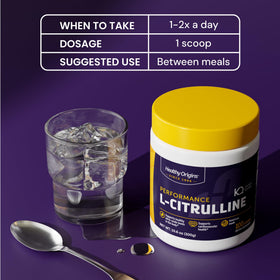 Healthy Origins Poudre de L-Citrulline 300g sur une table