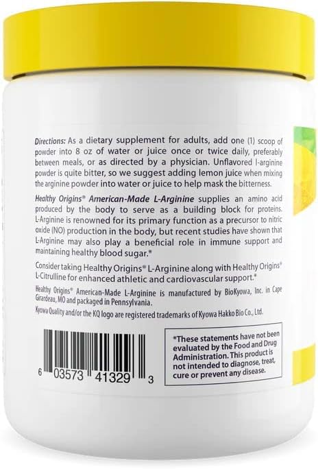 Healthy Origins Poudre L-Arginine 300g étiquette