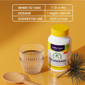 Healthy Origins Pycnogenol 100 mg, gélules dans une cuillère