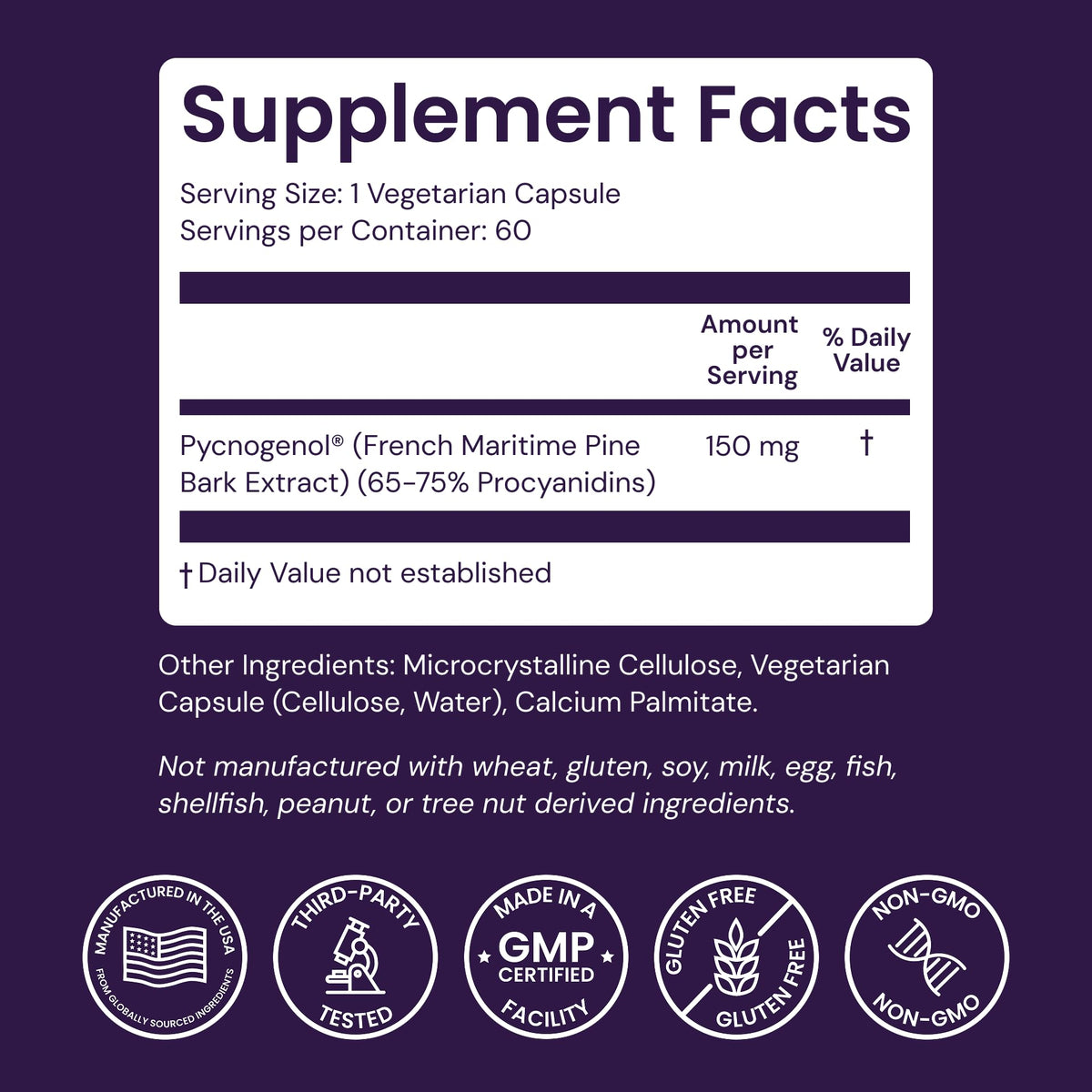 Healthy Origins Pycnogenol 150 mg gélules végétales sur fond blanc