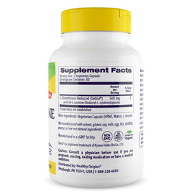 Healthy Origins Setria L-Glutathione 500 mg étiquette détail