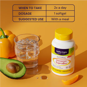 Healthy Origins Tocomin SupraBio sur table avec d'autres compléments