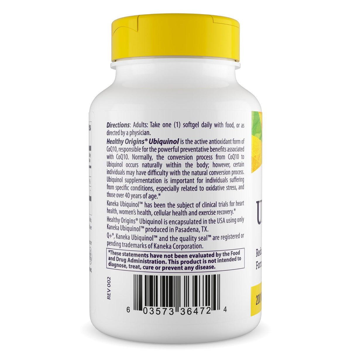 Healthy Origins Ubiquinol CoQ10 200 mg softgel side view