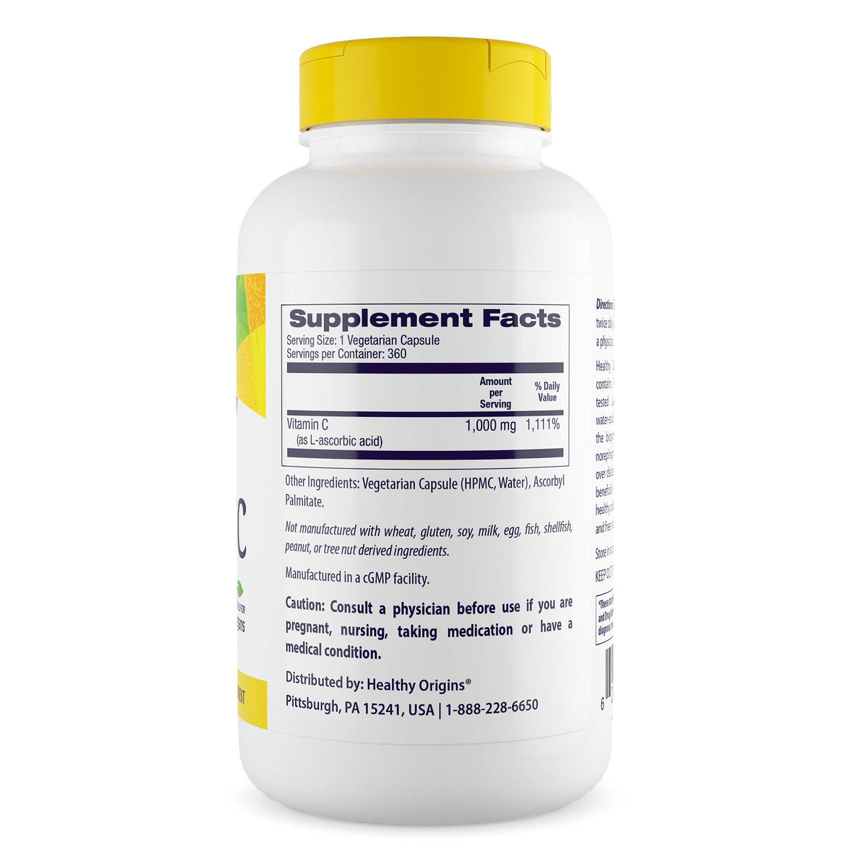 Healthy Origins Vitamine C 1 000 mg 360 capsules végétales emballage