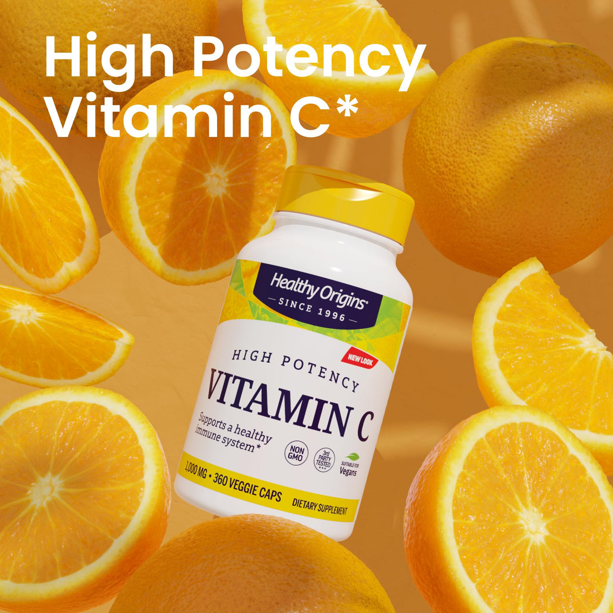 Healthy Origins Vitamine C 1 000 mg capsules végétales avec un verre d'eau