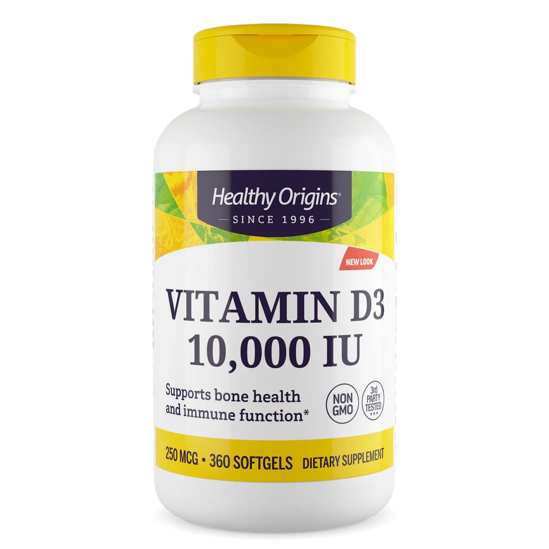 Healthy Origins Vitamine D3 10 000 UI 360 gélules vue de face