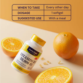 Healthy Origins Vitamine D3 10 000 UI gélules ouvertes