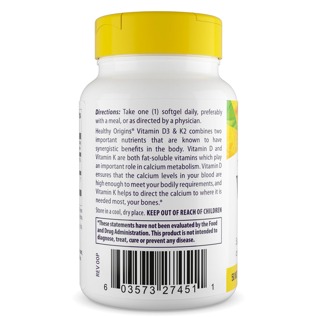 Healthy Origins Vitamine D3 2000 IU & K2 200 mcg gélules molles en boîte