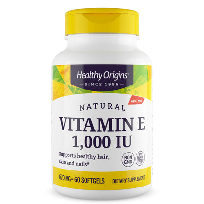 Healthy Origins Vitamine E 1 000 UI gélules molles vue de face