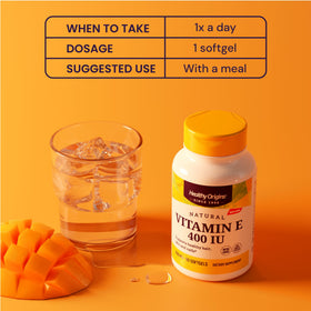 Healthy Origins Vitamine E 400 IU 180 gélules souples ouverte