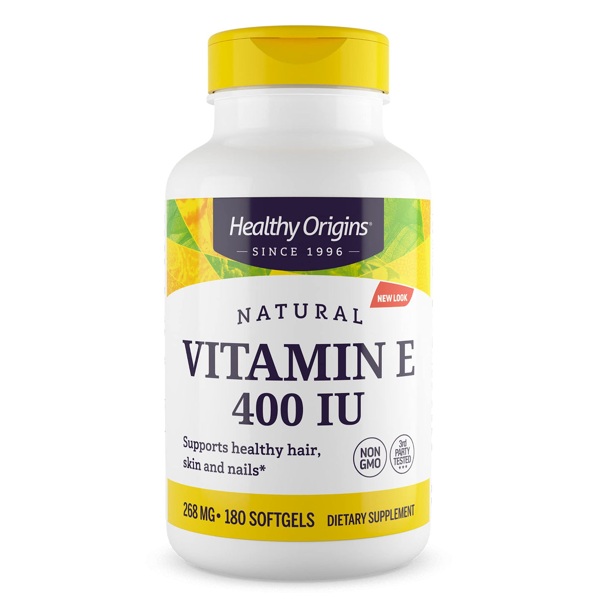 Healthy Origins Vitamine E 400 IU 180 gélules souples vue de face