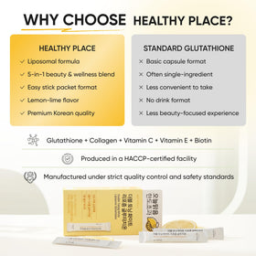 HEALTHY PLACE Glutathion Liposomal sticks ouverts dans un verre d'eau