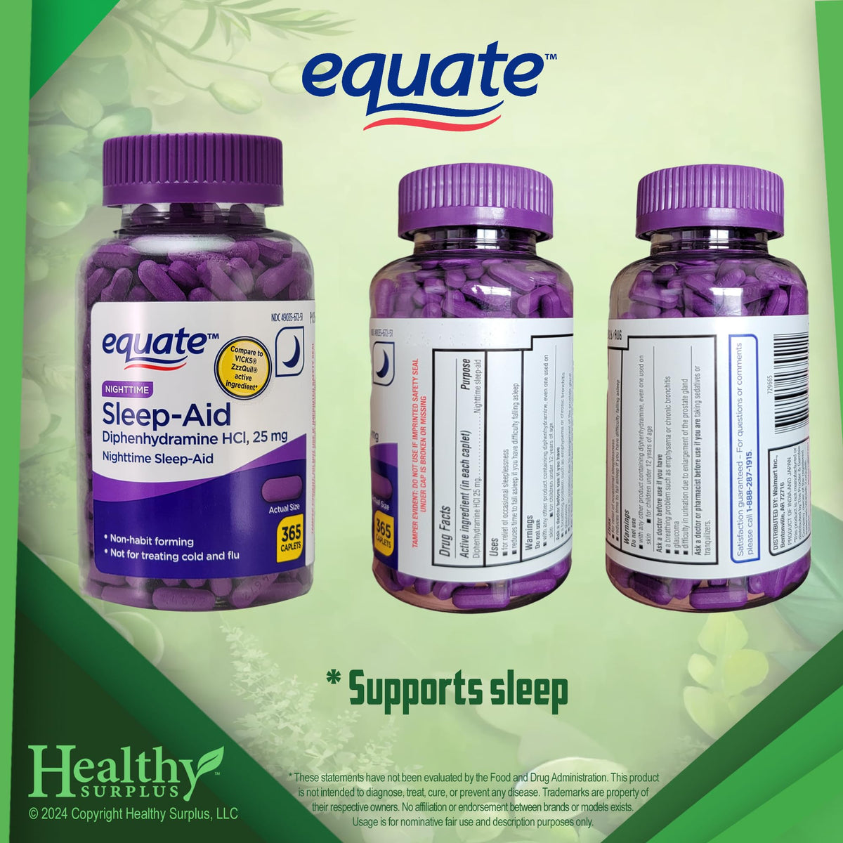 Healthy Surplus Compléments Alimentaires Sommeil 365 Caplets et carte de conseils Vital Volumes