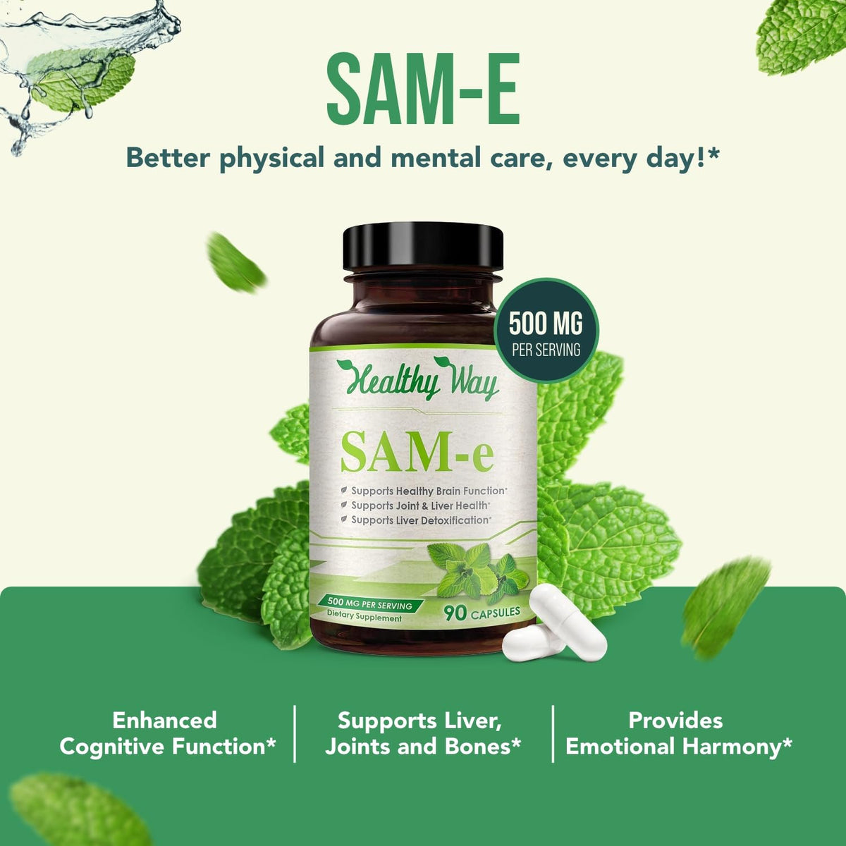 Healthy Way Complément Alimentaire SAM-e 500mg vue latérale