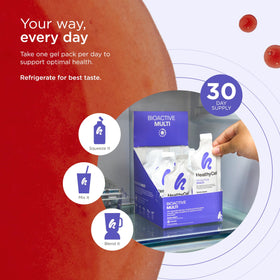 HealthyCell Bioactive Multi gelée dans un verre avec une boisson