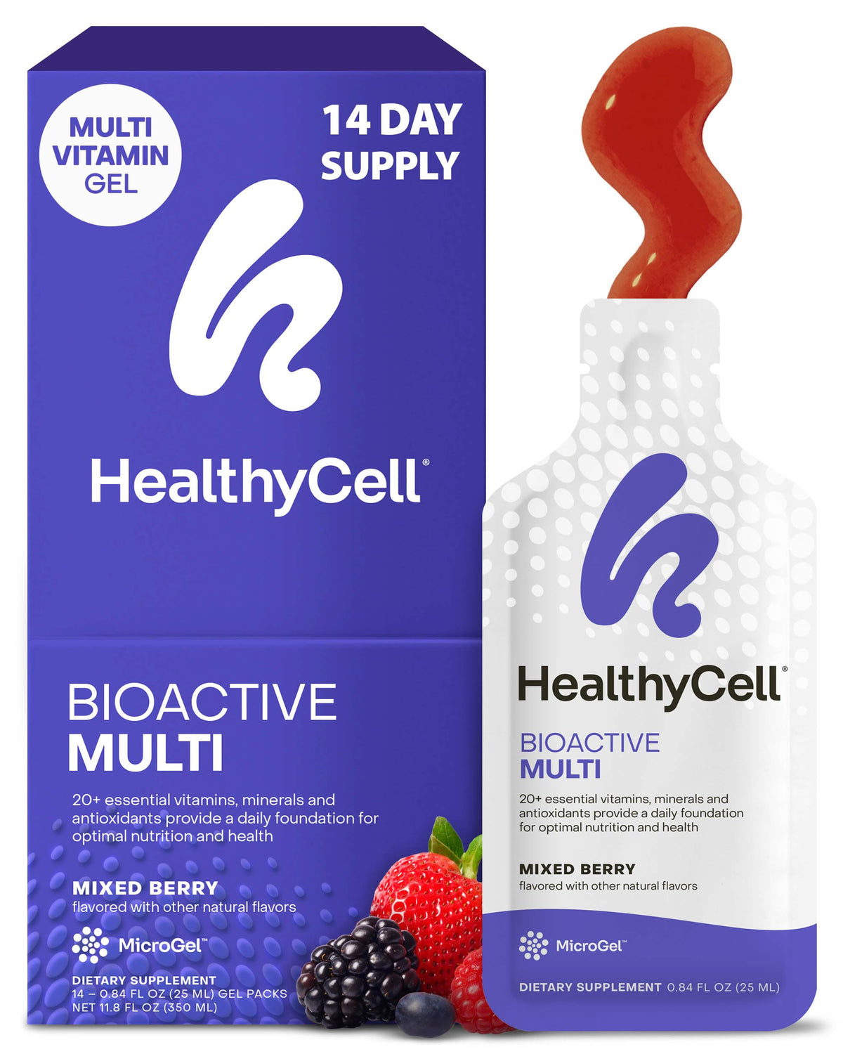 HealthyCell Bioactive Multi gélules liquides au goût de baies mélangées