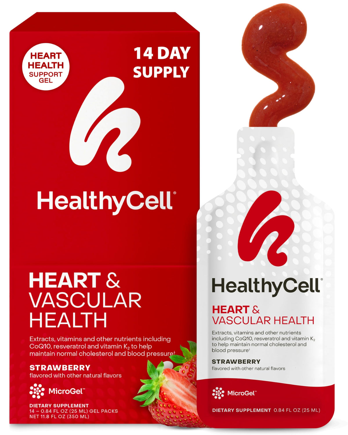 HealthyCell Cœur & Vaisseaux gel pack vue avant avec goût fraise
