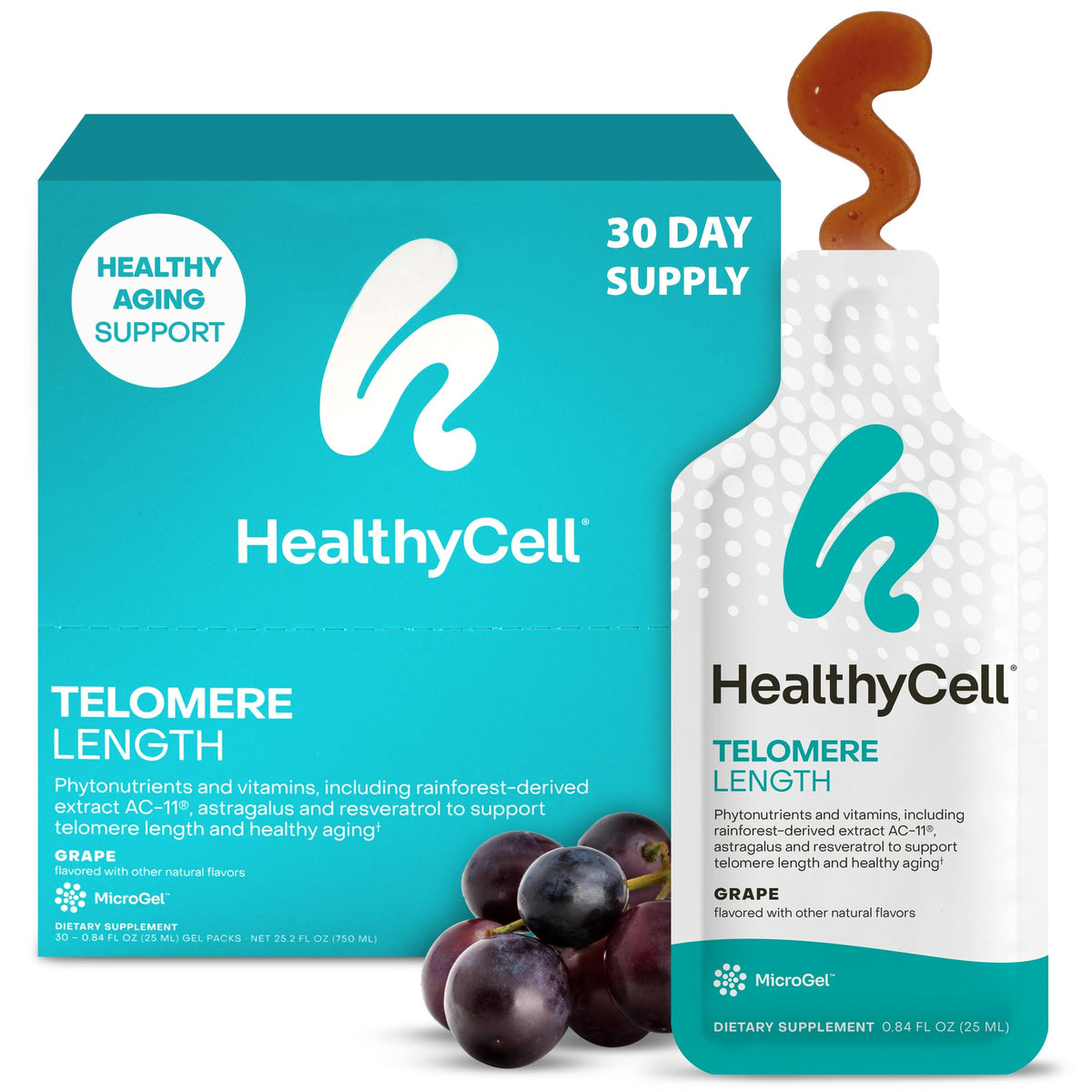 HealthyCell Complément Alimentaire Longueur Télomères MicroGel sachets gel