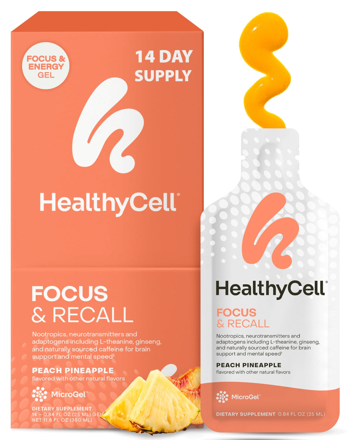HealthyCell Focus & Recall 14 gel packs en vue de face