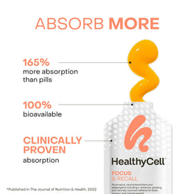 HealthyCell Focus & Recall pack de gel dans un smoothie