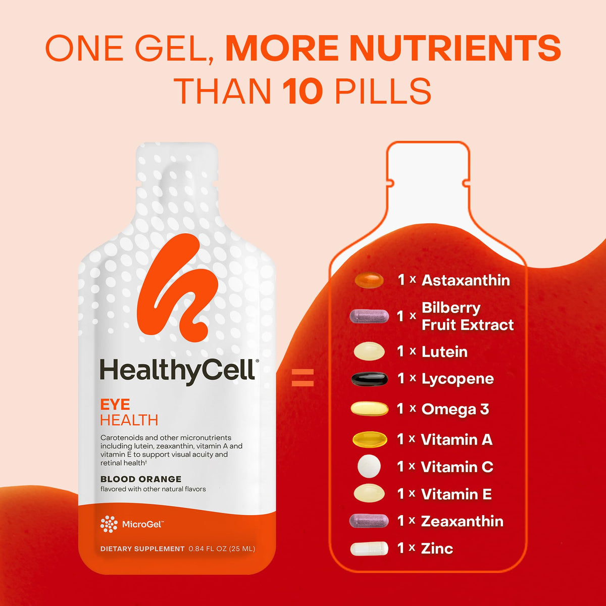 HealthyCell gel pack dans un verre avec une boisson