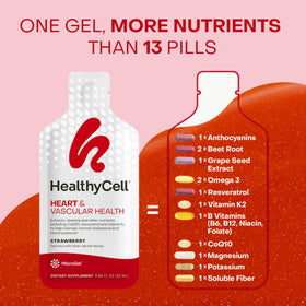 HealthyCell gel pack sur une table avec une boisson