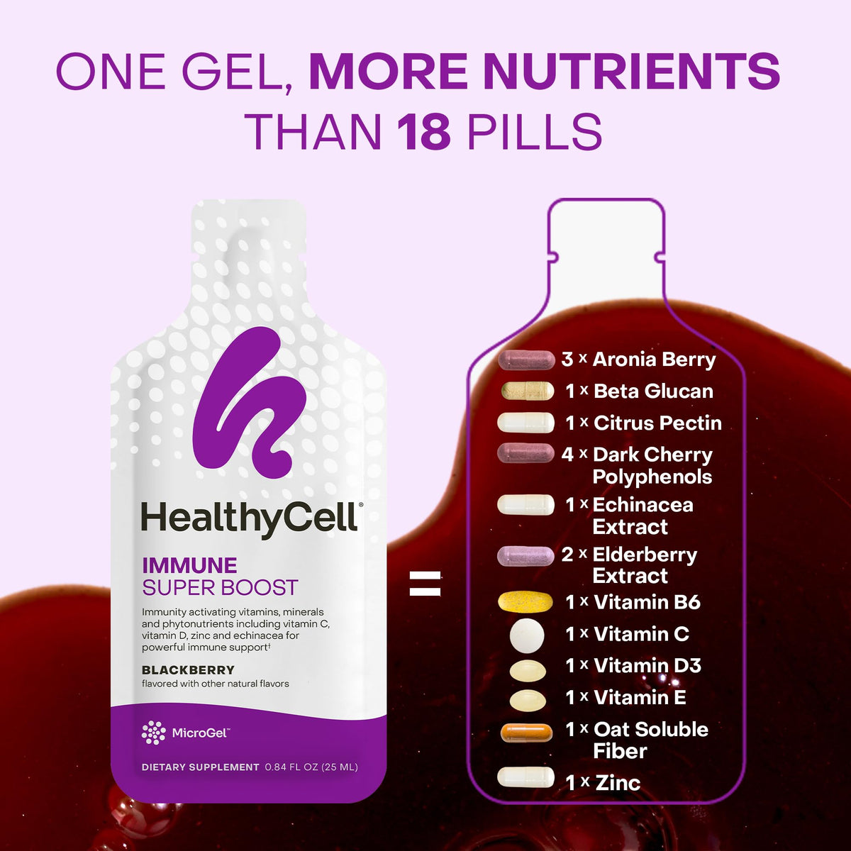 HealthyCell gelée saveur mûre avec étiquette