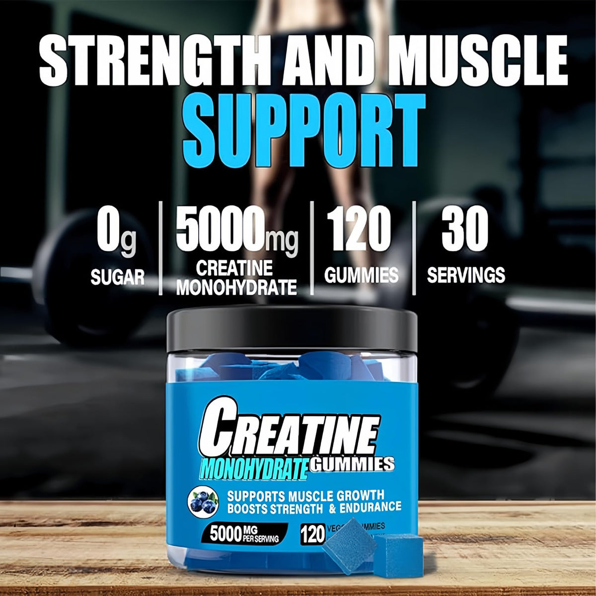 HealthyFinds Gummies Créatine Monohydrate, vue de côté