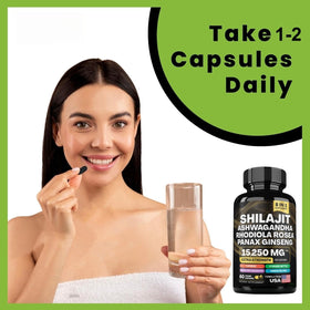 HealthyFinds Shilajit Capsules, flacon dans un environnement naturel