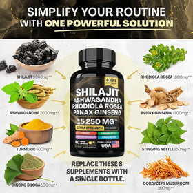 HealthyFinds Shilajit Capsules, vue du dessus du flacon ouvert