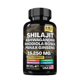 HealthyFinds Shilajit Capsules, vue latérale du flacon