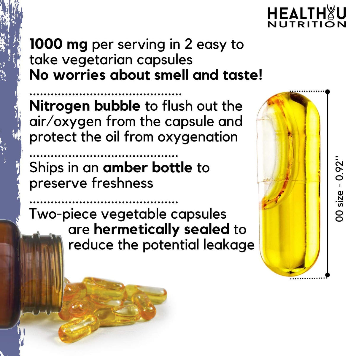 HEALTHYU NUTRITION Boîte de capsules d'huile de graine de cumin noir 1000mg