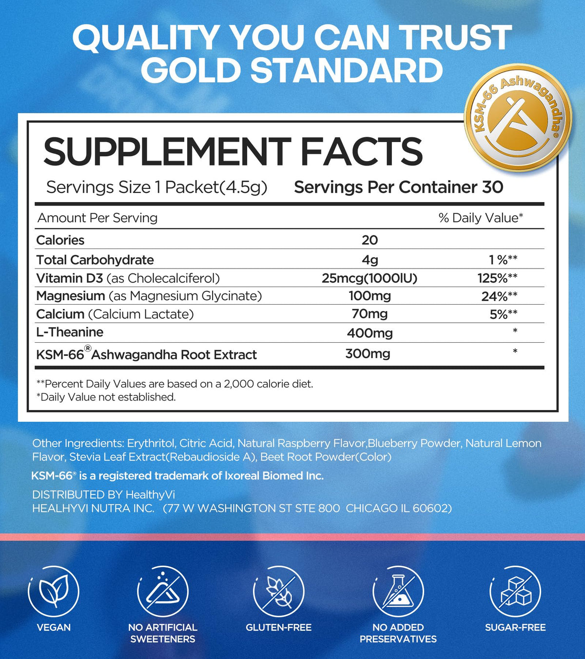 HealthyVi Poudre de Magnésium Glycinate - préparation de la boisson