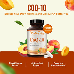 HealthyWayRx Coenzyme Q10 200mg capsules open bottle