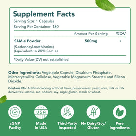 HealthyWayRx Complément Alimentaire SAM-e 500mg ingrédients