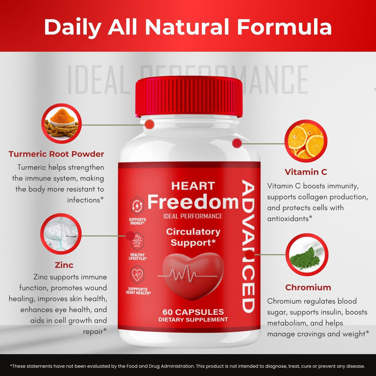 Heart Freedom Capsules avec des accessoires de santé