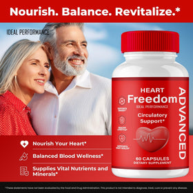Heart Freedom Capsules avec ingrédients naturels en arrière-plan